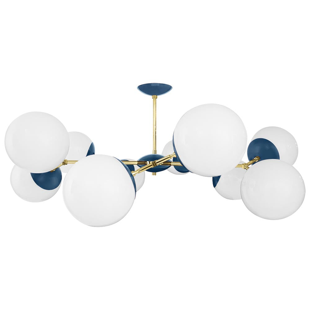 Brass and slate blue color Crown flush mount 46" Dutton Brown lighting