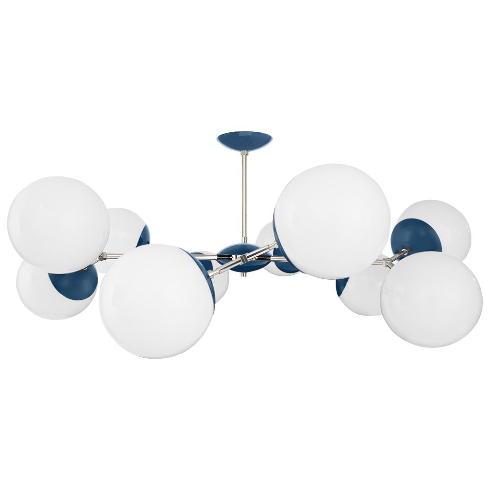 Nickel and slate blue color Crown flush mount 46" Dutton Brown lighting