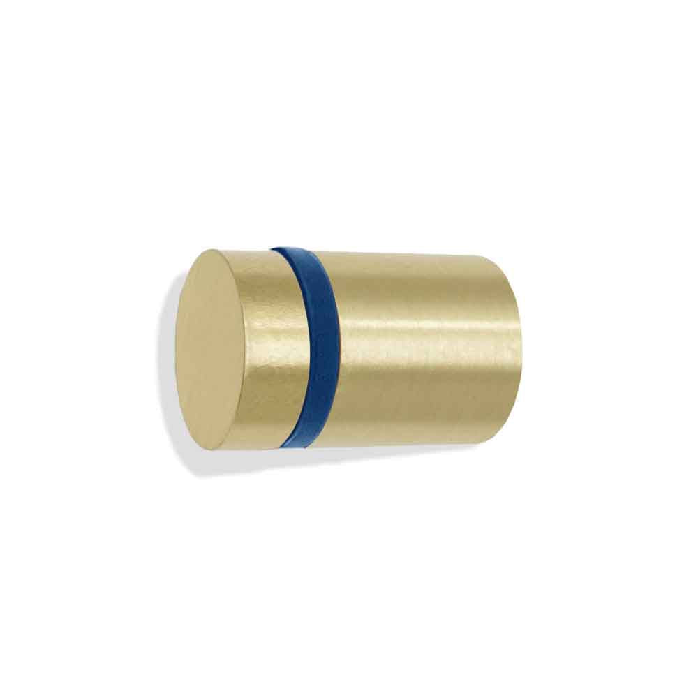 Brass and cobalt color Highness knob Dutton Brown hardware