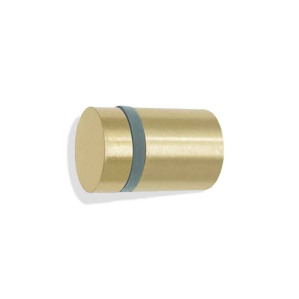 Brass and lagoon color Highness knob Dutton Brown hardware