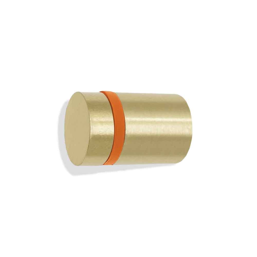 Brass and orange color Highness knob Dutton Brown hardware