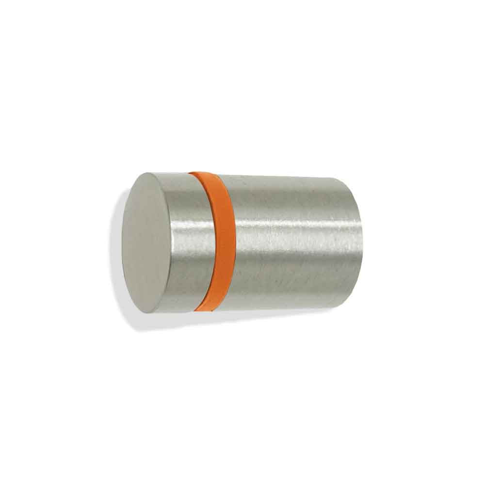 Nickel and orange color Highness knob Dutton Brown hardware