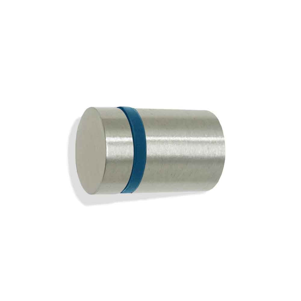 Nickel and slate blue color Highness knob Dutton Brown hardware