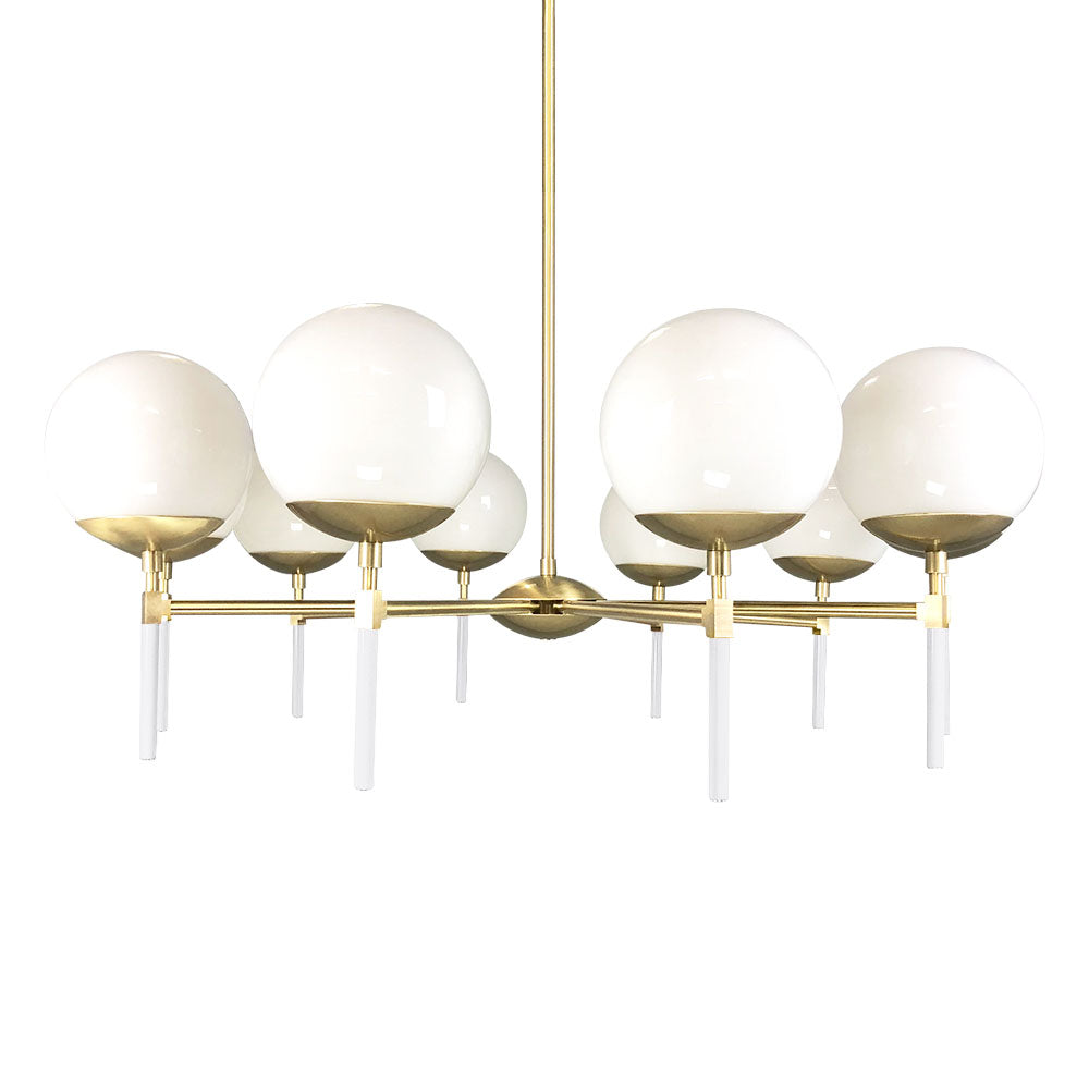 Brass and white color Lolli chandelier 36" Dutton Brown lighting