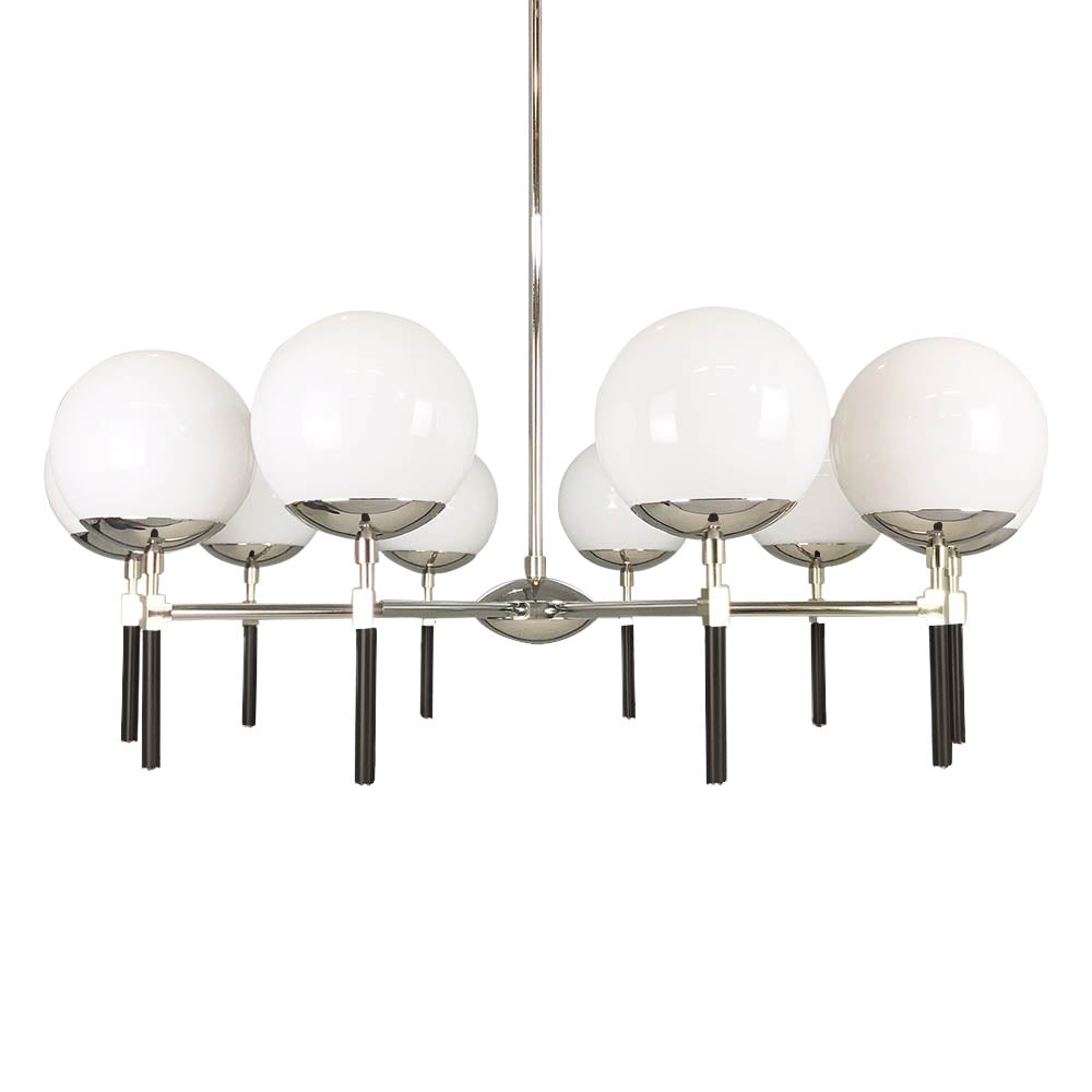 Nickel and black color Lolli chandelier 36" Dutton Brown lighting