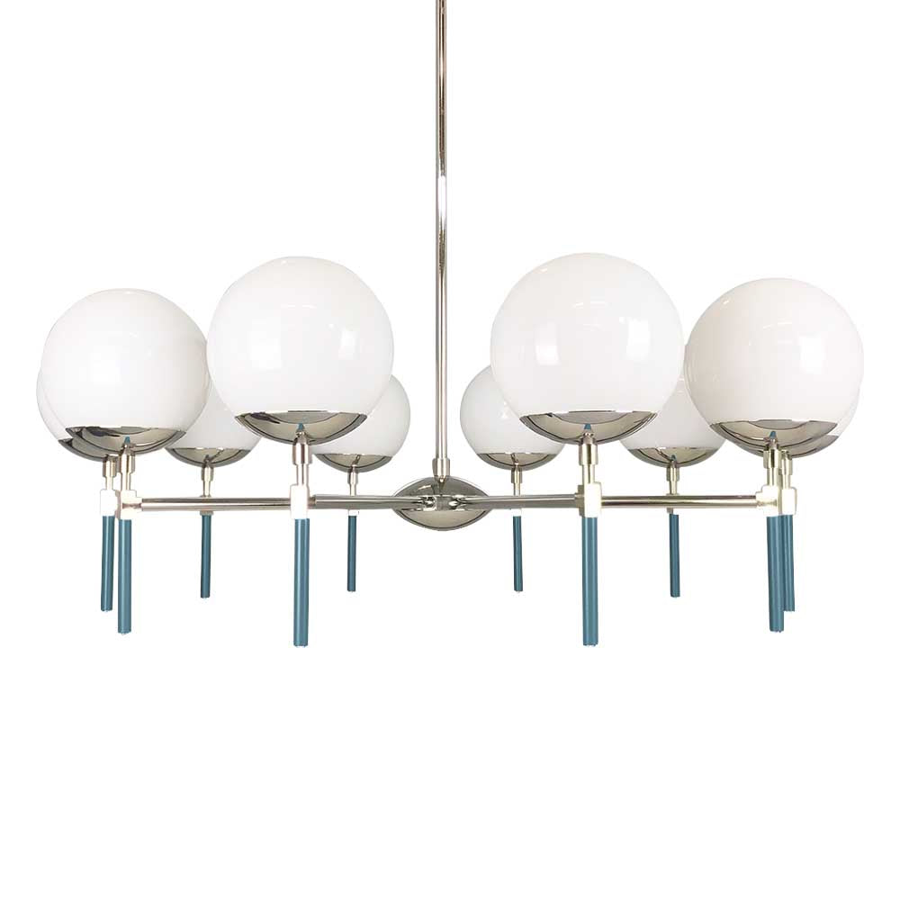 Nickel and python green color Lolli chandelier 36" Dutton Brown lighting