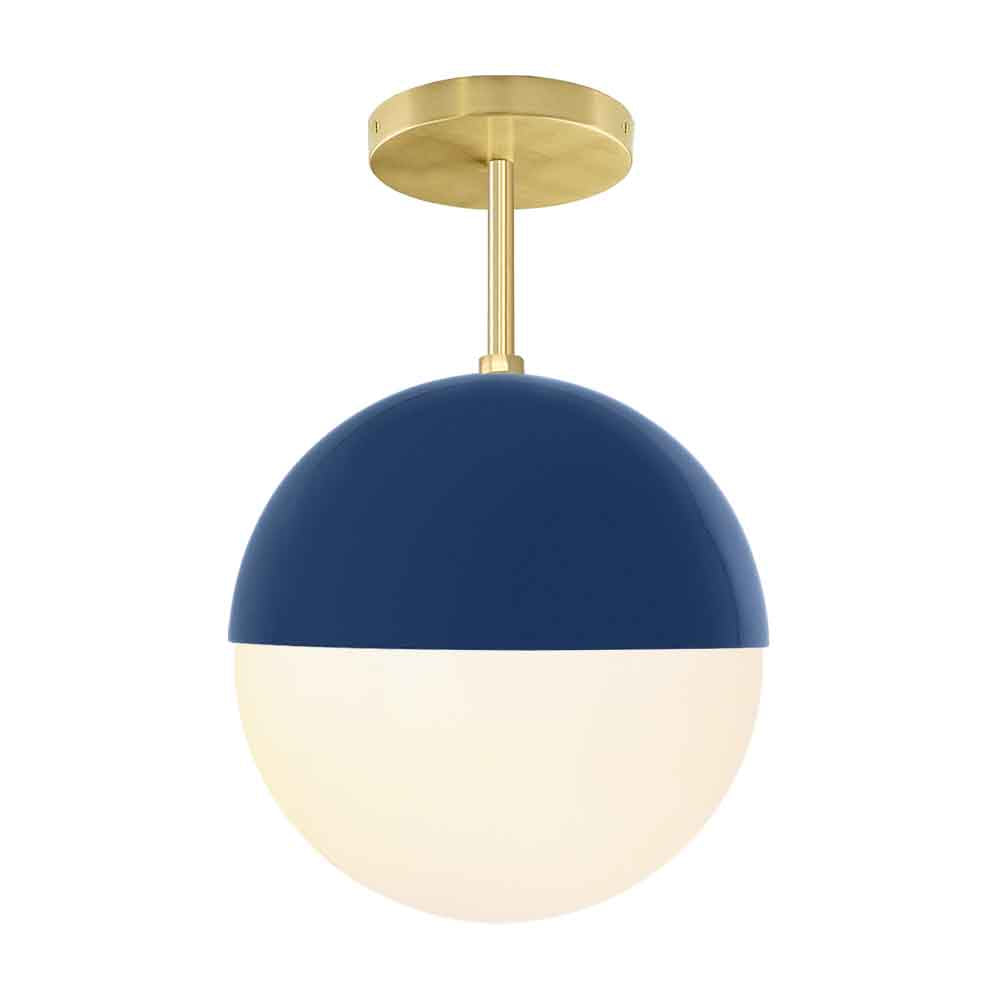 Brass and cobalt color Lure flush mount 10" Dutton Brown lighting
