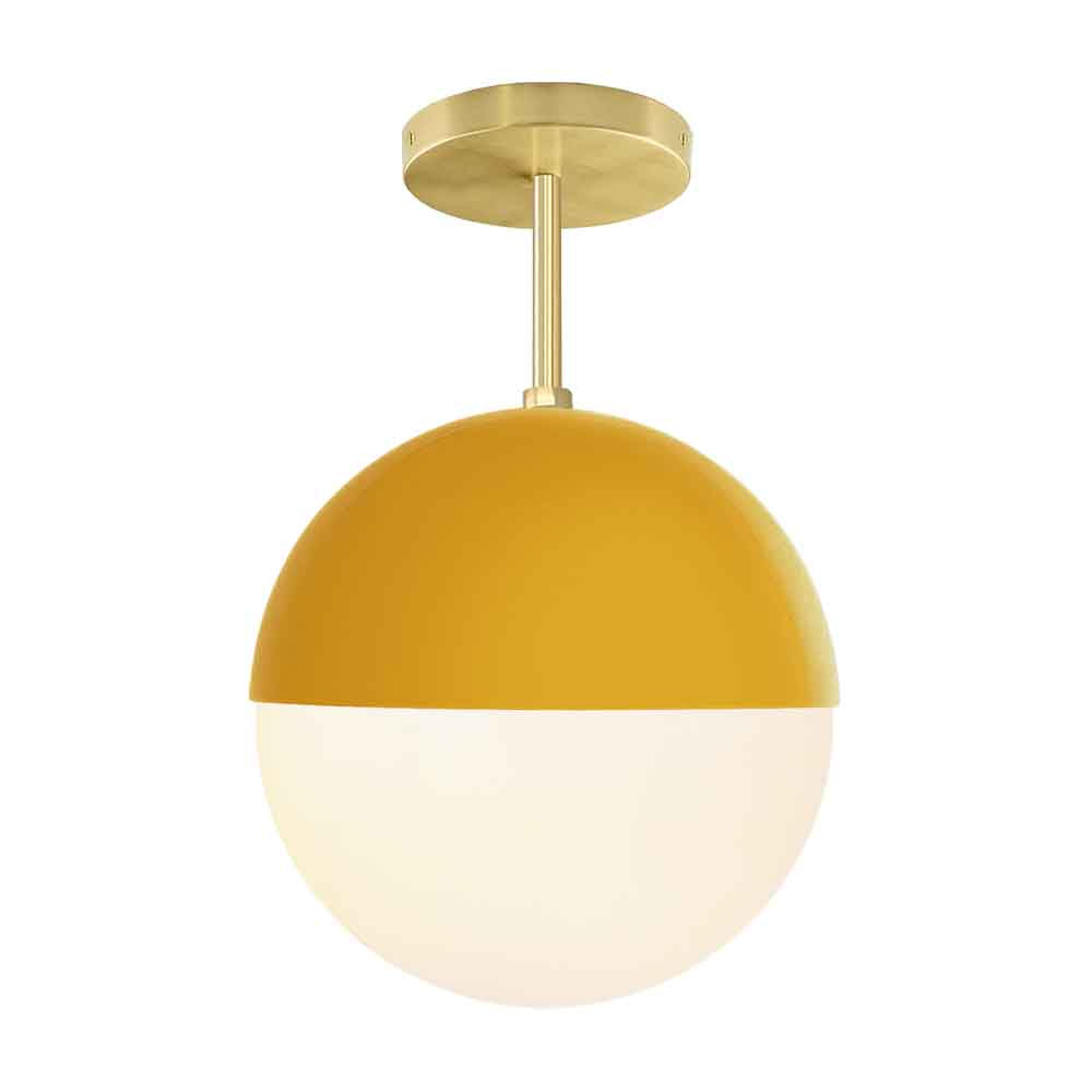 Brass and ochre color Lure flush mount 10" Dutton Brown lighting