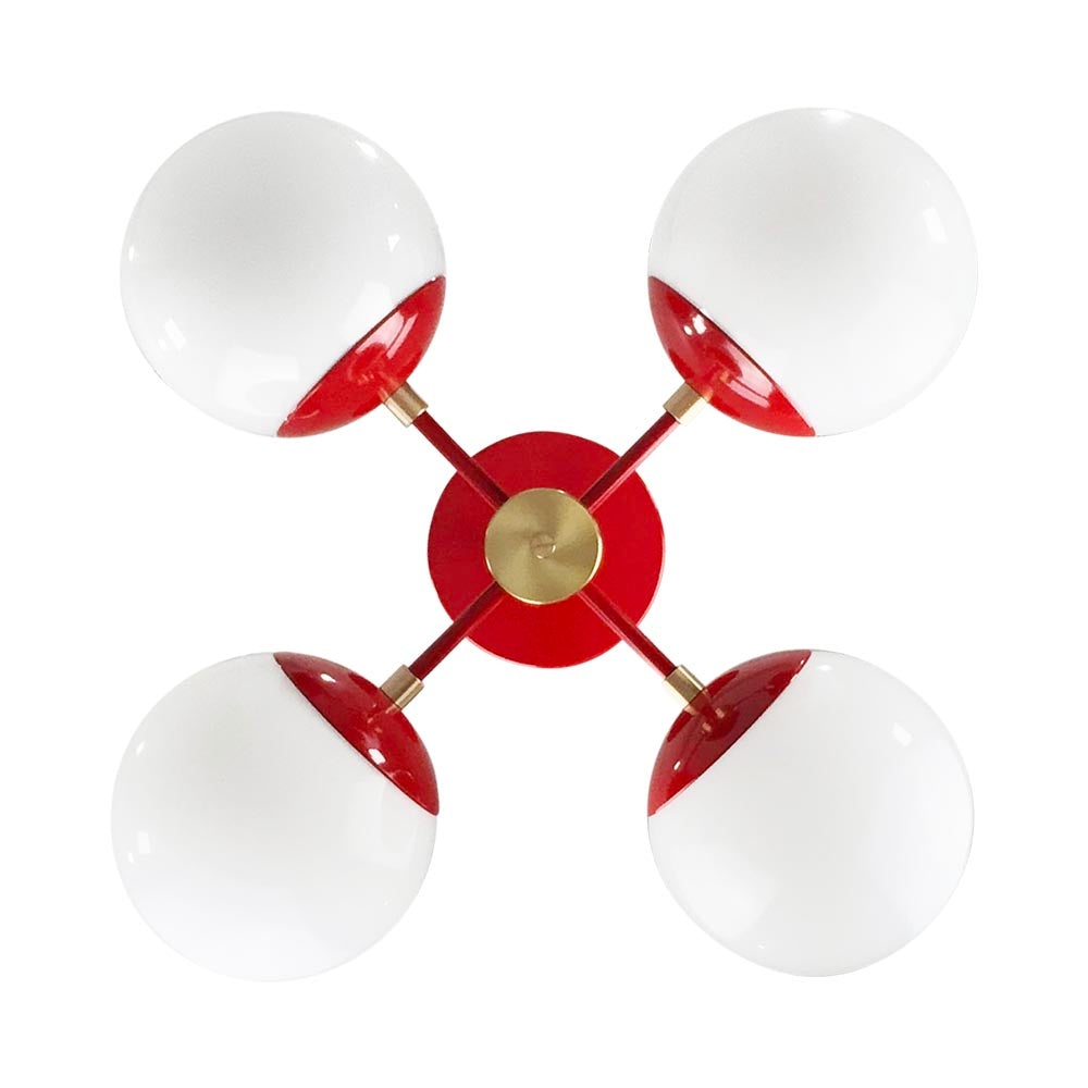 Brass and riding hood red color Orbi chandelier Dutton Brown chandelier