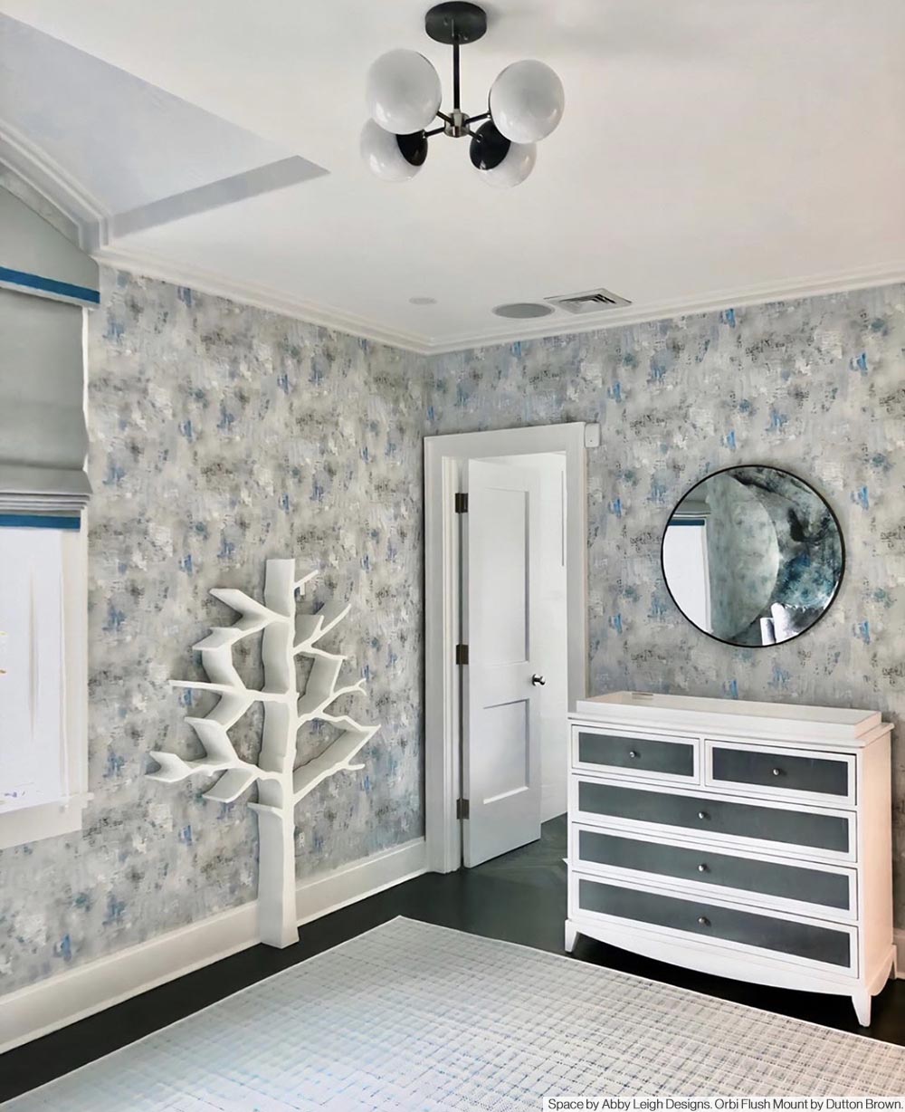 Nickel and black Orbi chandelier by Dutton Brown. Space by Abby Leigh Designs. _hover