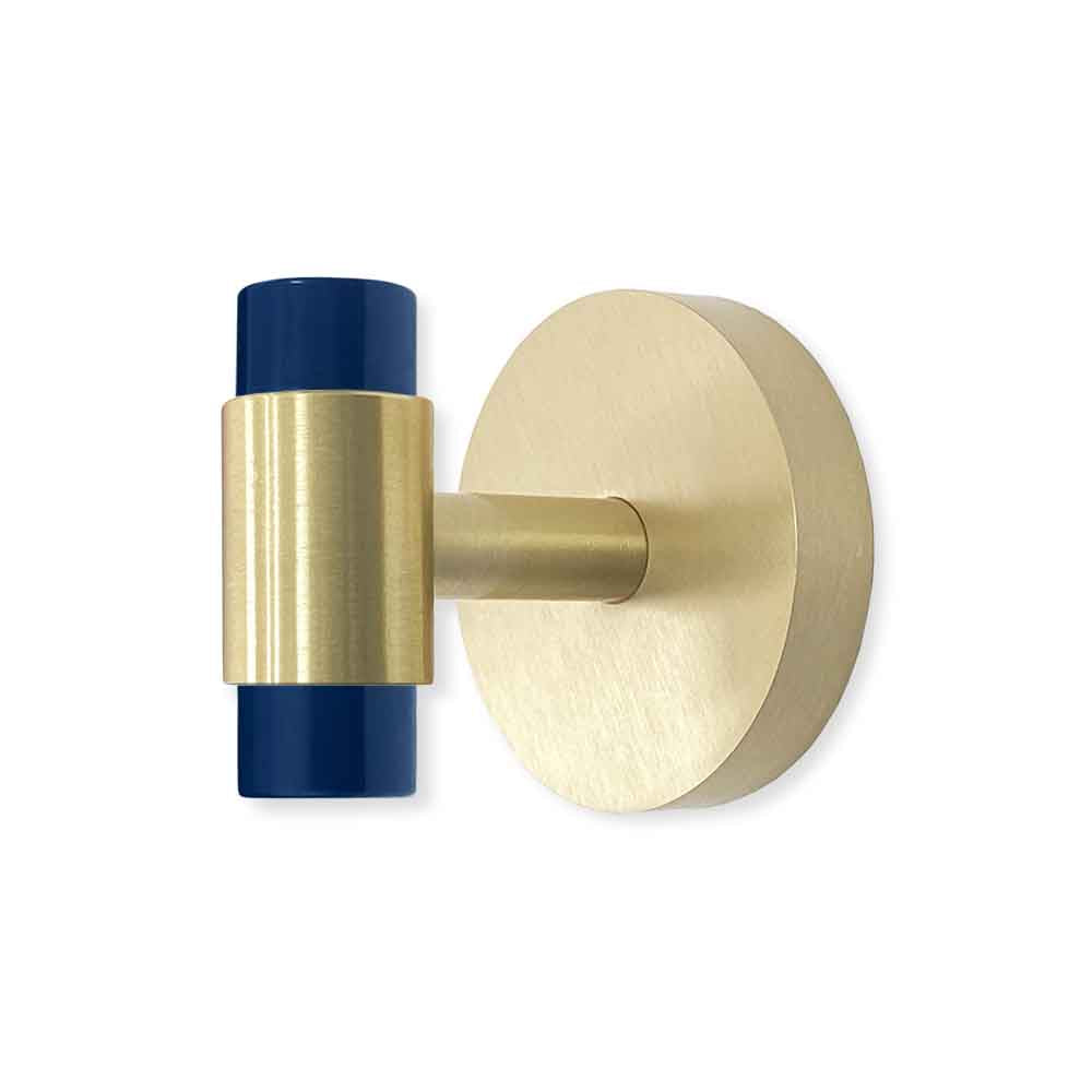 Brass and cobalt color Persona hook Dutton Brown hardware