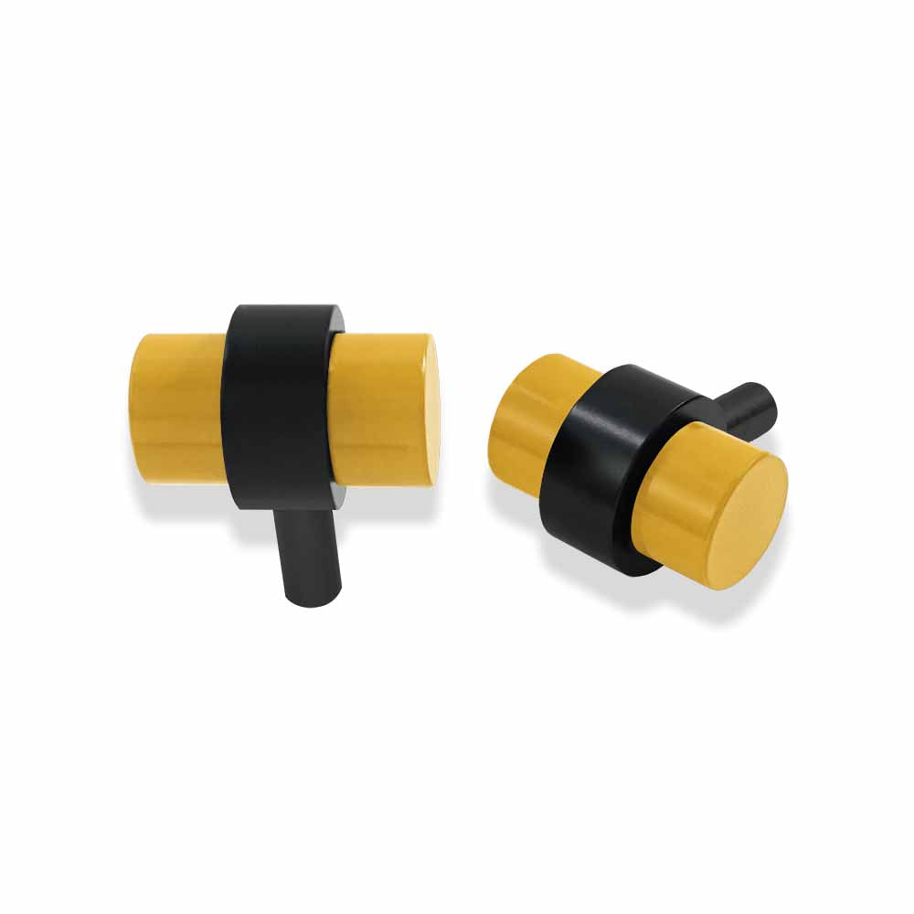 Black and ochre color Persona Knob Dutton Brown hardware
