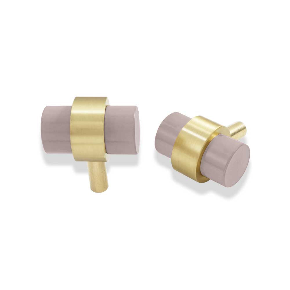 Brass and barely color Persona Knob Dutton Brown hardware