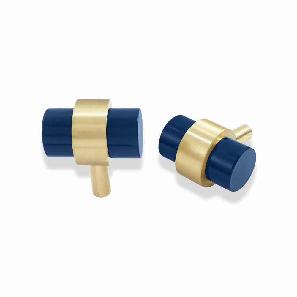 Brass and cobalt color Persona Knob Dutton Brown hardware