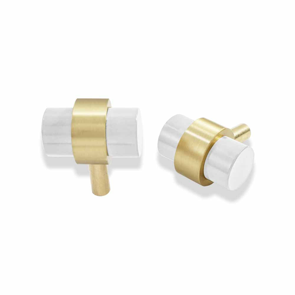 Brass and white color Persona Knob Dutton Brown hardware