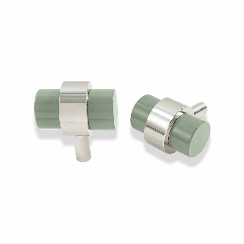 Nickel and spa color Persona Knob Dutton Brown hardware