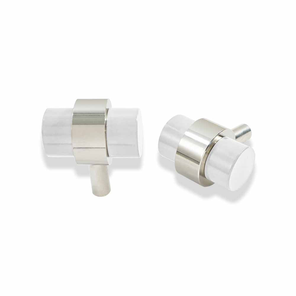 Nickel and white color Persona Knob Dutton Brown hardware