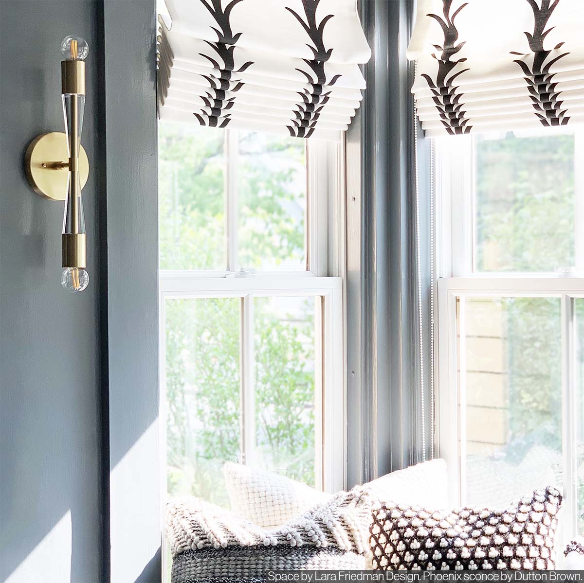 Brass Phoenix sconce by Dutton Brown. Space by Lara Friedman Design. _hover