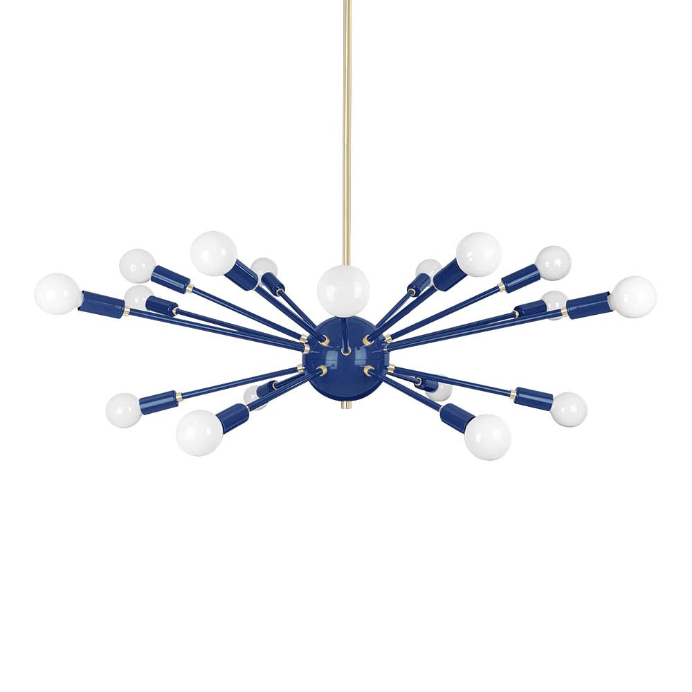 Brass and cobalt color Elliptical Sputnik chandelier 32" Dutton Brown lighting