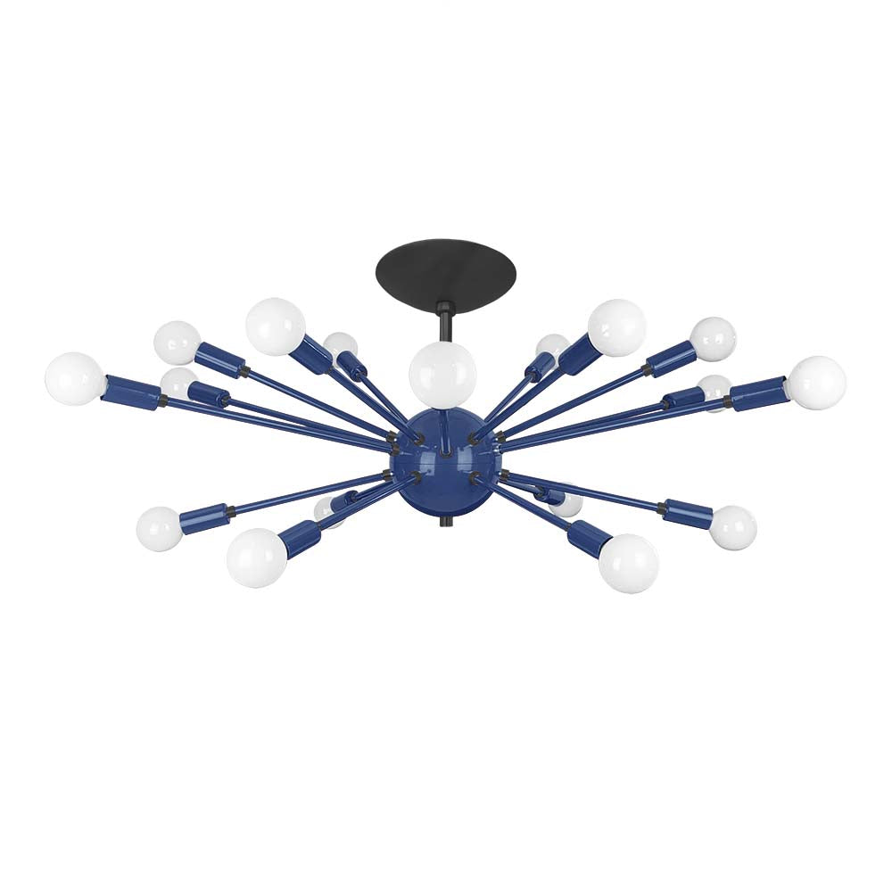 Black and cobalt color Elliptical Sputnik flush mount 32" Dutton Brown lighting