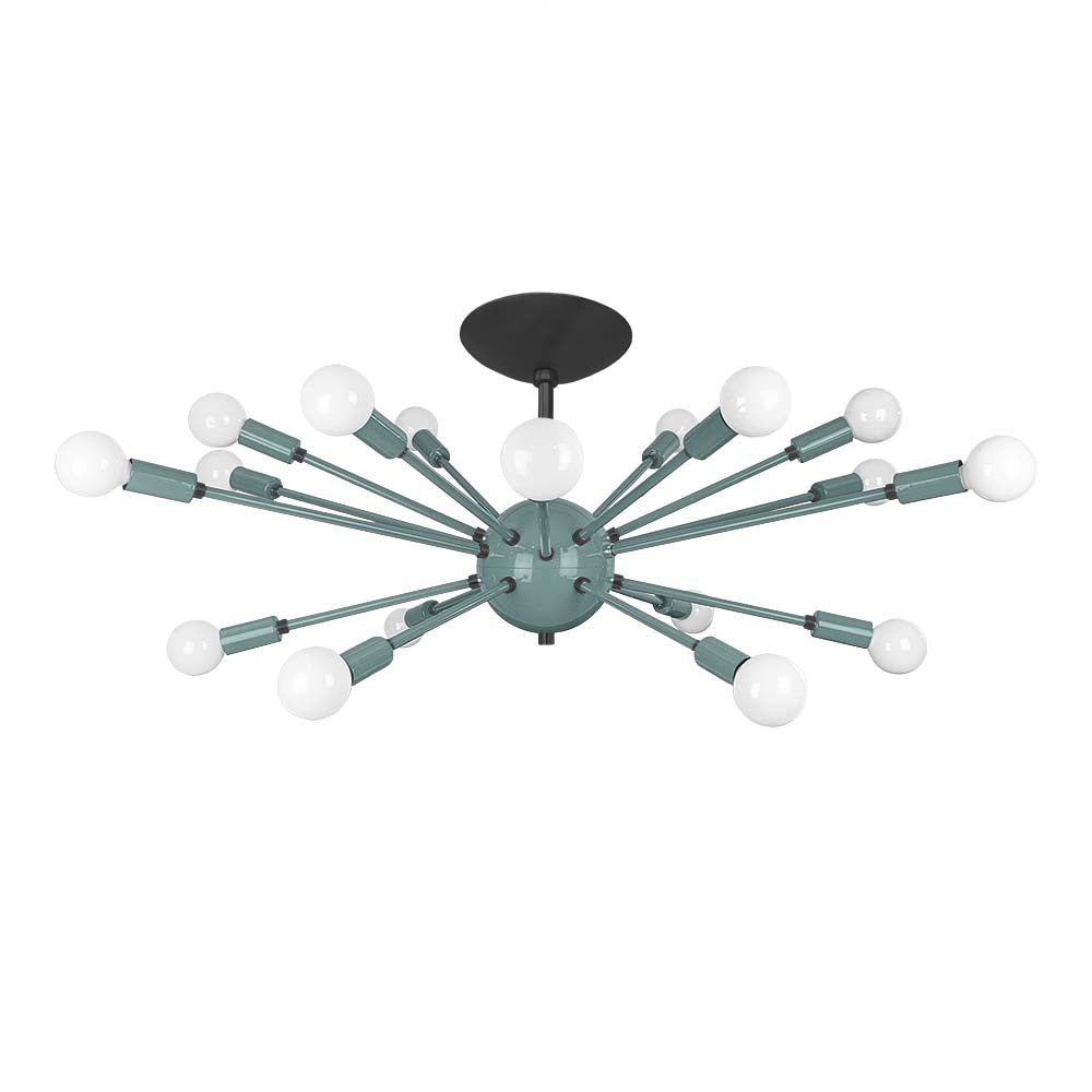 Black and lagoon color Elliptical Sputnik flush mount 32" Dutton Brown lighting
