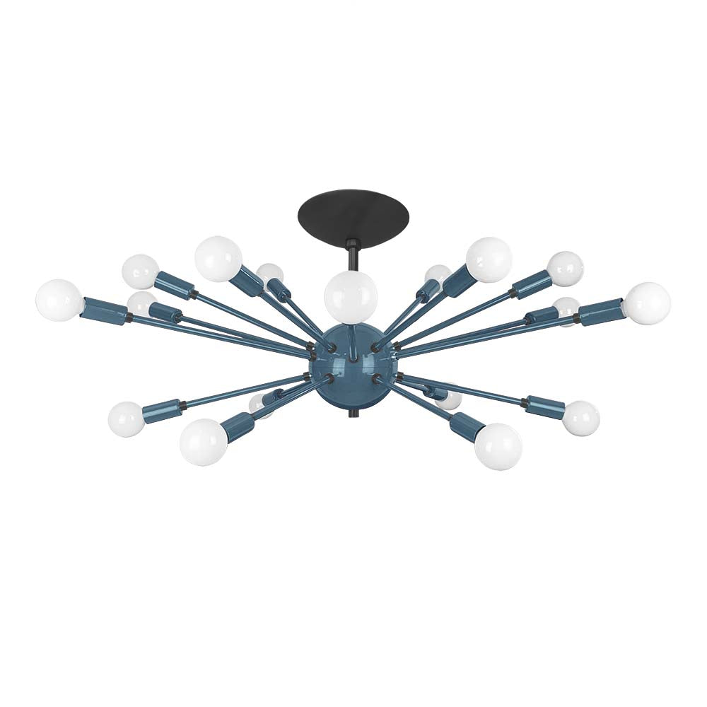 Black and slate blue color Elliptical Sputnik flush mount 32" Dutton Brown lighting