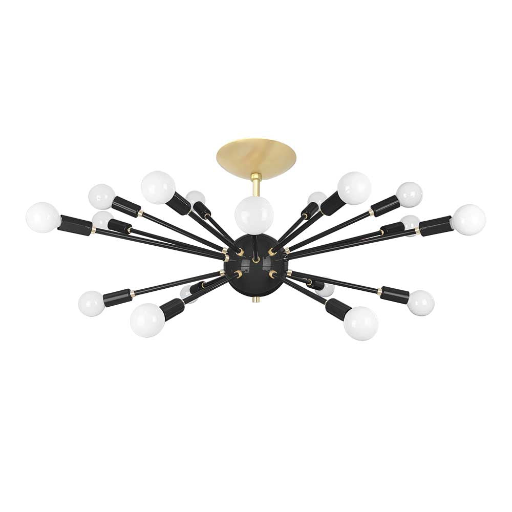 Brass and black color Elliptical Sputnik flush mount 32" Dutton Brown lighting