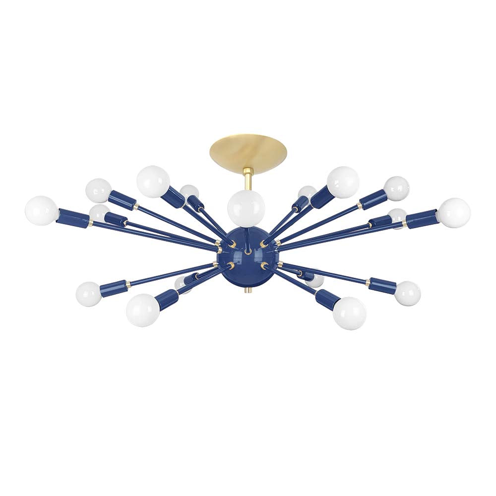 Brass and cobalt color Elliptical Sputnik flush mount 32" Dutton Brown lighting
