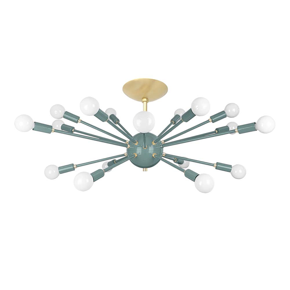 Brass and lagoon color Elliptical Sputnik flush mount 32" Dutton Brown lighting