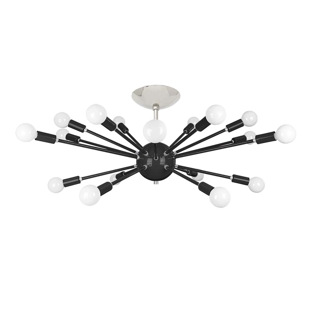 Nickel and black color Elliptical Sputnik flush mount 32" Dutton Brown lighting