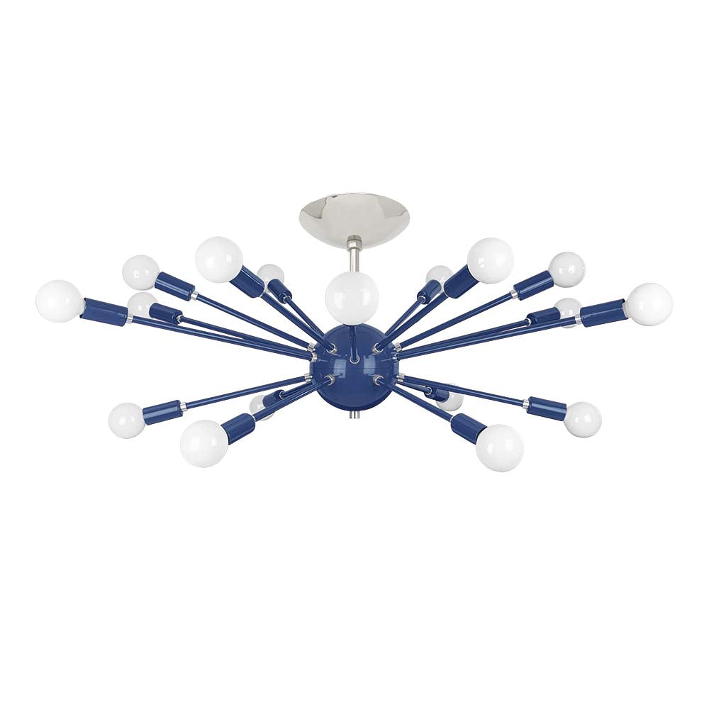 Nickel and cobalt color Elliptical Sputnik flush mount 32" Dutton Brown lighting