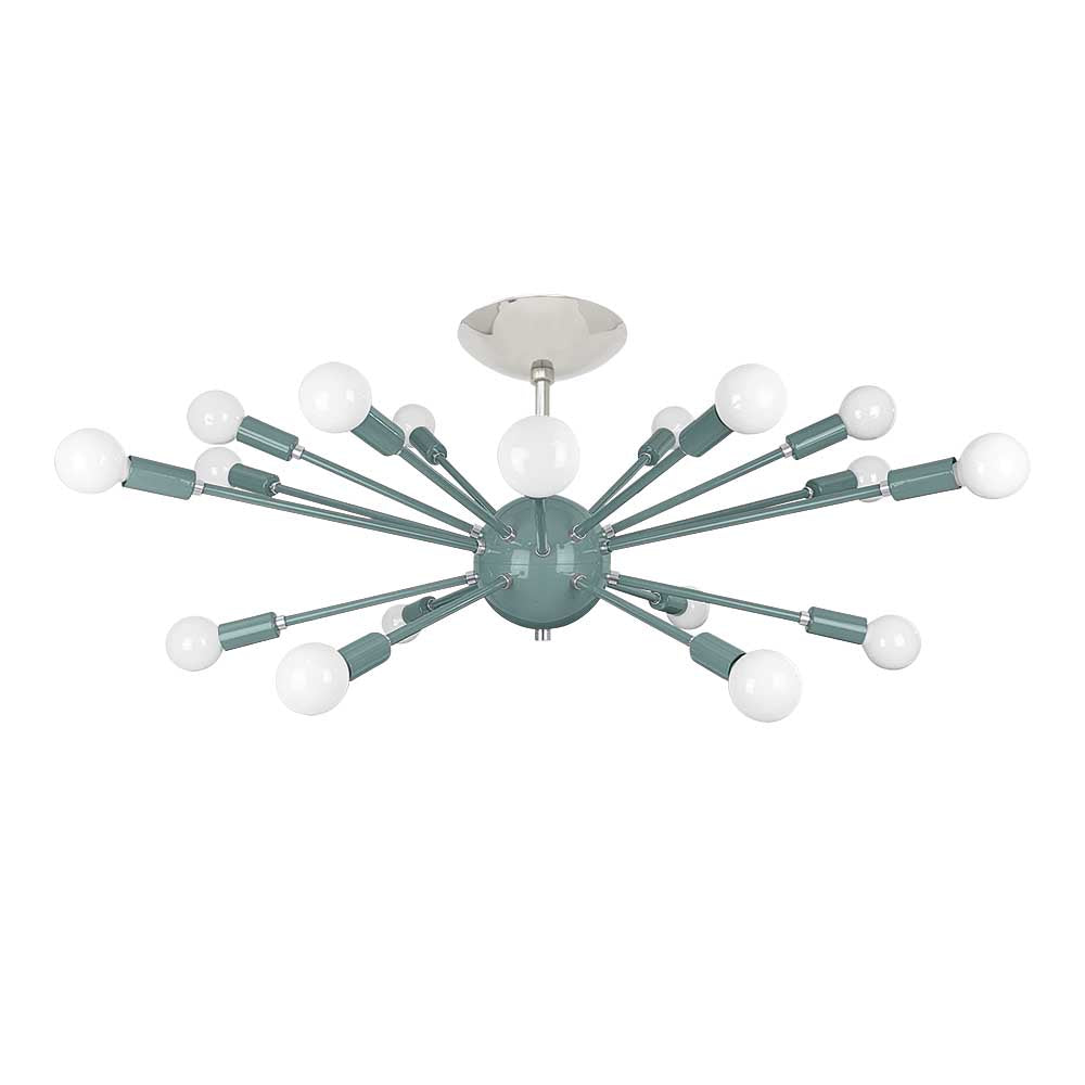 Nickel and python green color Elliptical Sputnik flush mount 32" Dutton Brown lighting