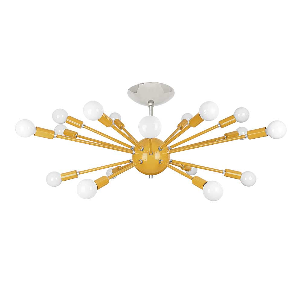Nickel and ochre color Elliptical Sputnik flush mount 32" Dutton Brown lighting