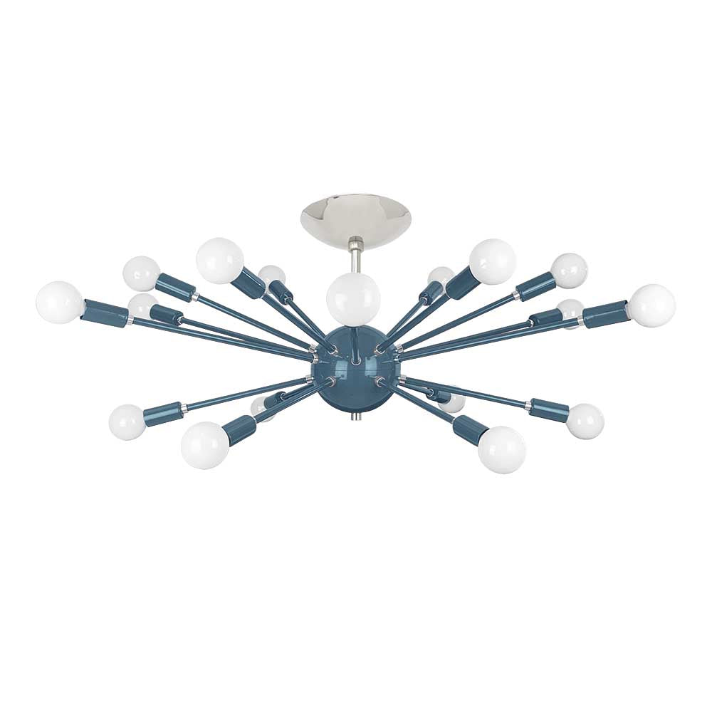 Nickel and slate blue color Elliptical Sputnik flush mount 32" Dutton Brown lighting