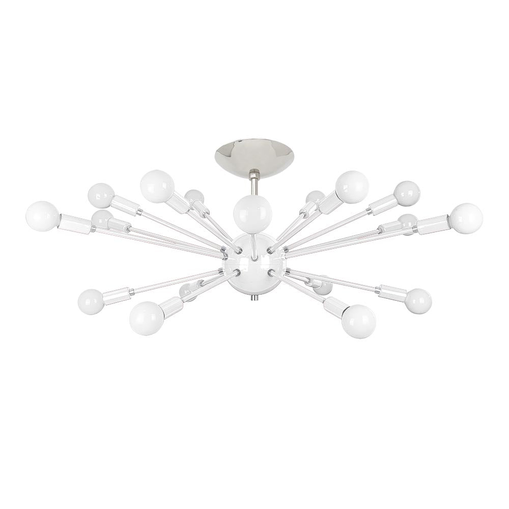 Nickel and white color Elliptical Sputnik flush mount 32" Dutton Brown lighting