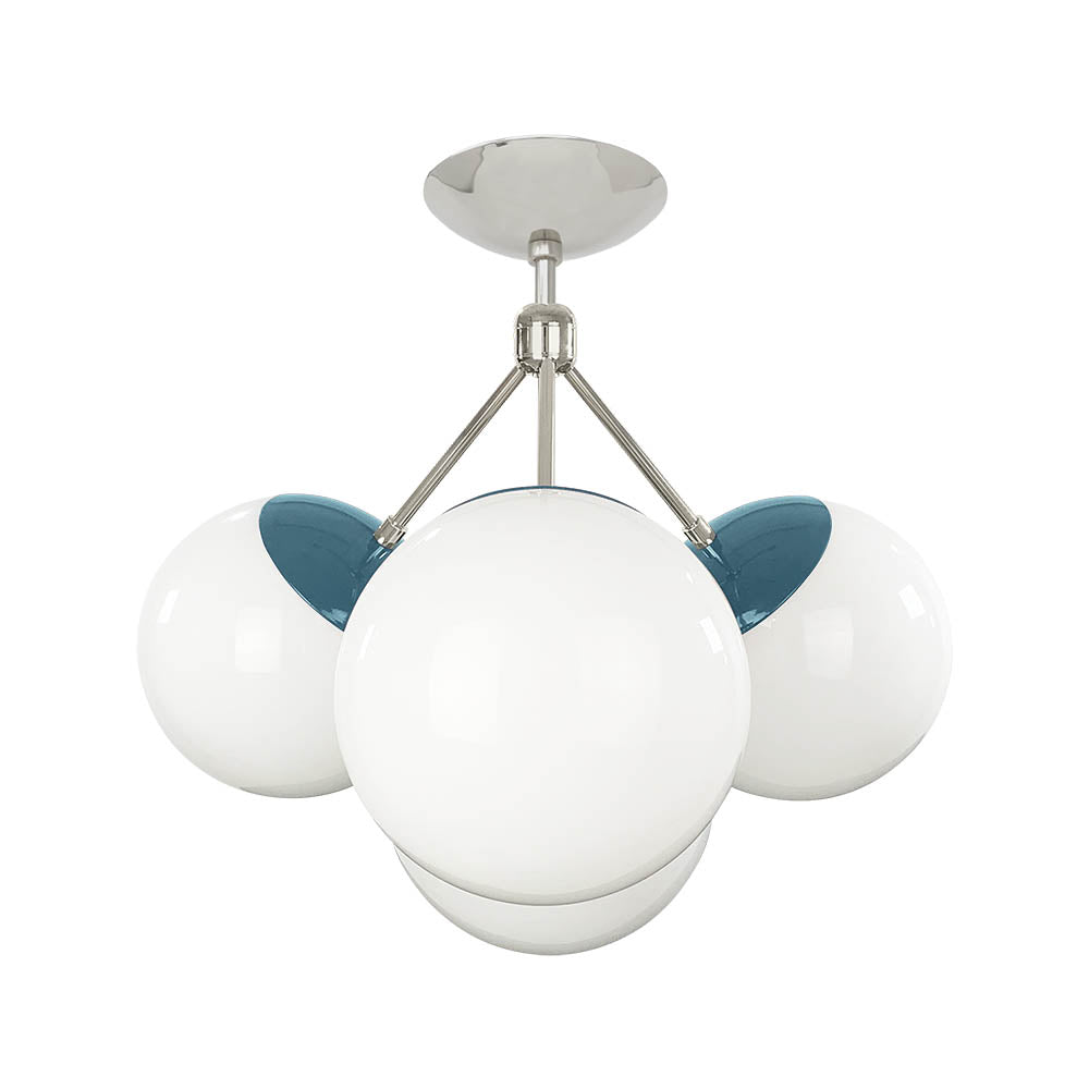 Nickel and white color Tetra flush mount Dutton Brown lighting