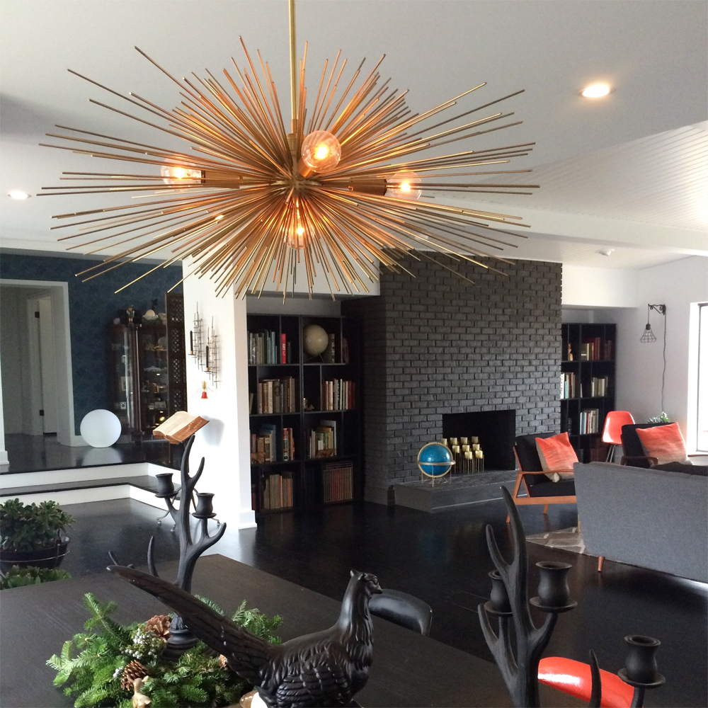 Brass Urchin chandelier 27" by Dutton Brown