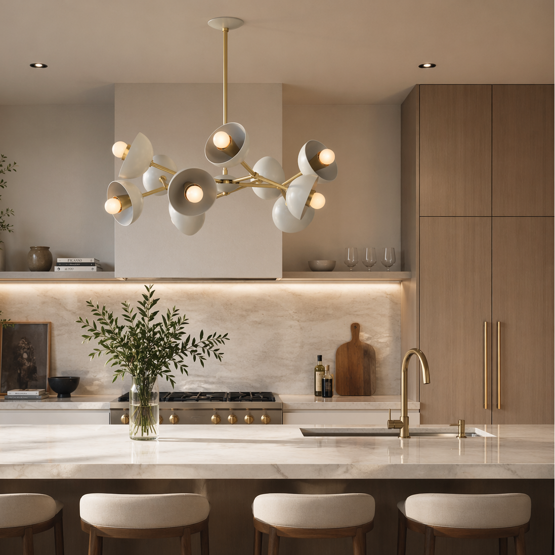 Alegria chandelier brass bone kitchen scene Dutton Brown