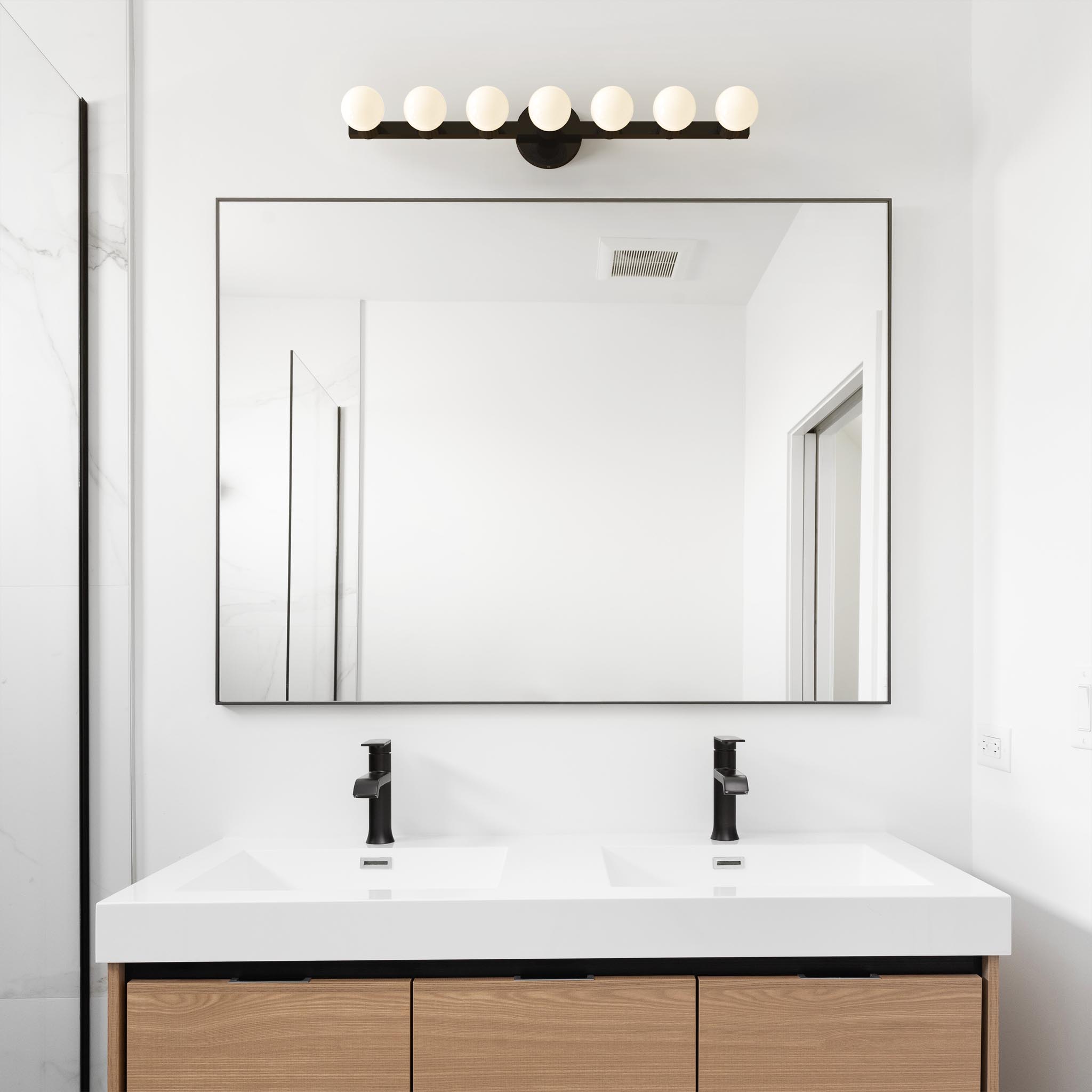 black Vogue 7 sconce bathroom lighting Dutton Brown