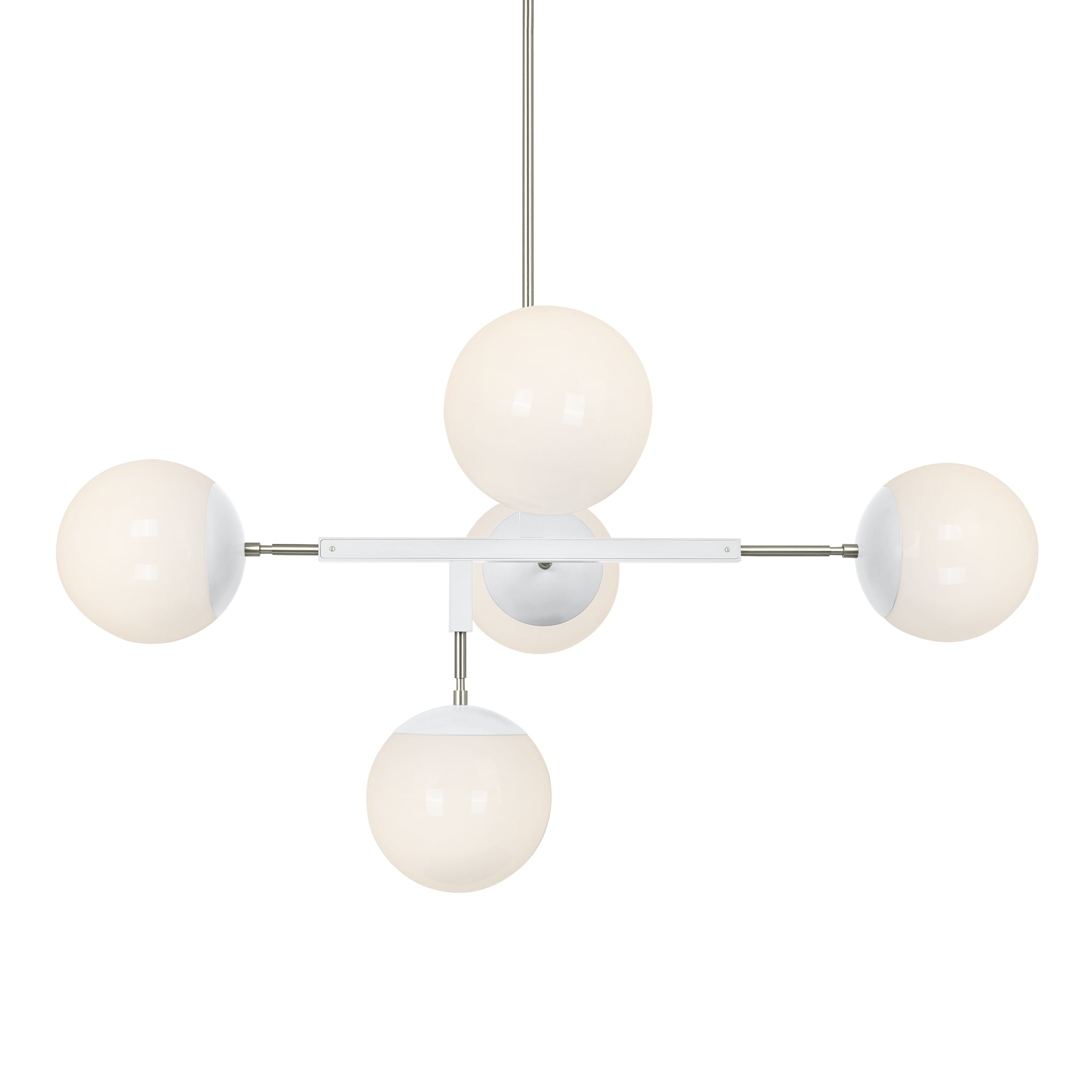Nickel and white color Big Prisma chandelier 42" Dutton Brown lighting