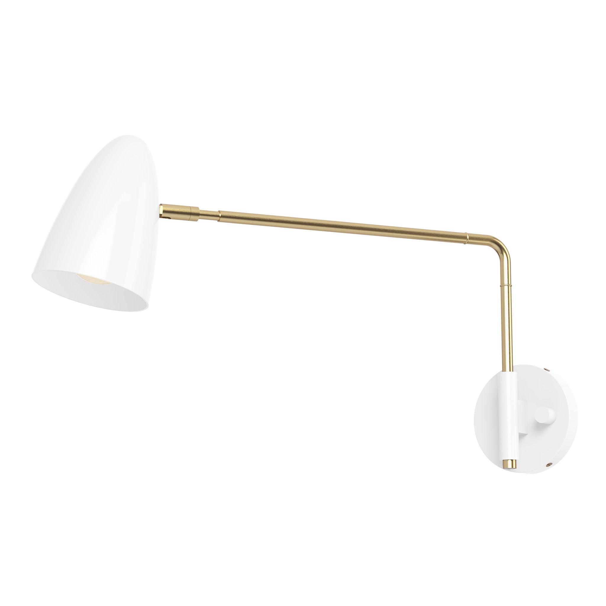 brass white color boom swing arm sconce - 17" arm dutton brown lighting
