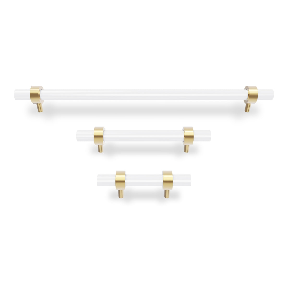 Brass and white color Caliber pull Dutton Brown hardware
