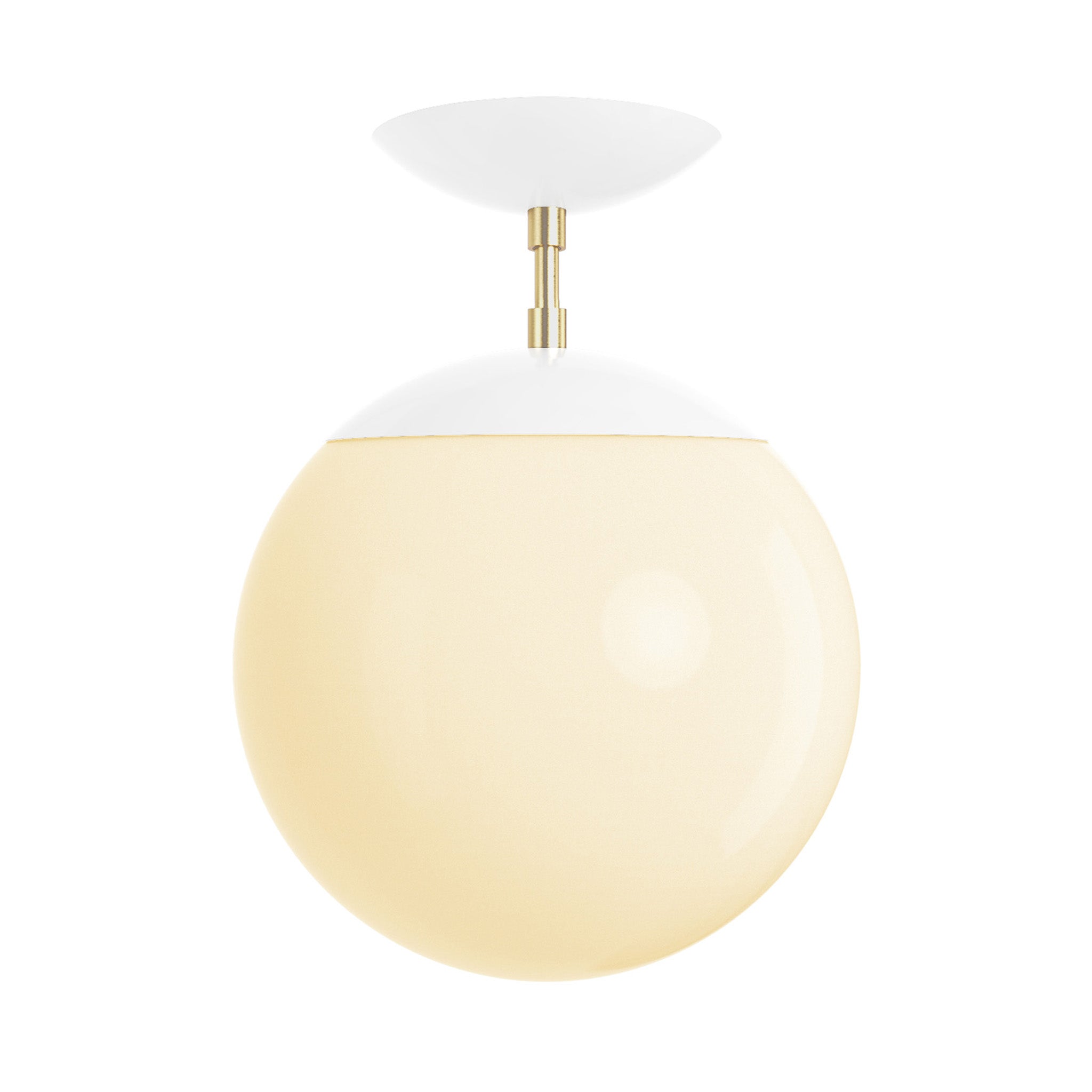 Brass and white cap globe flush mount 10" dutton brown lighting