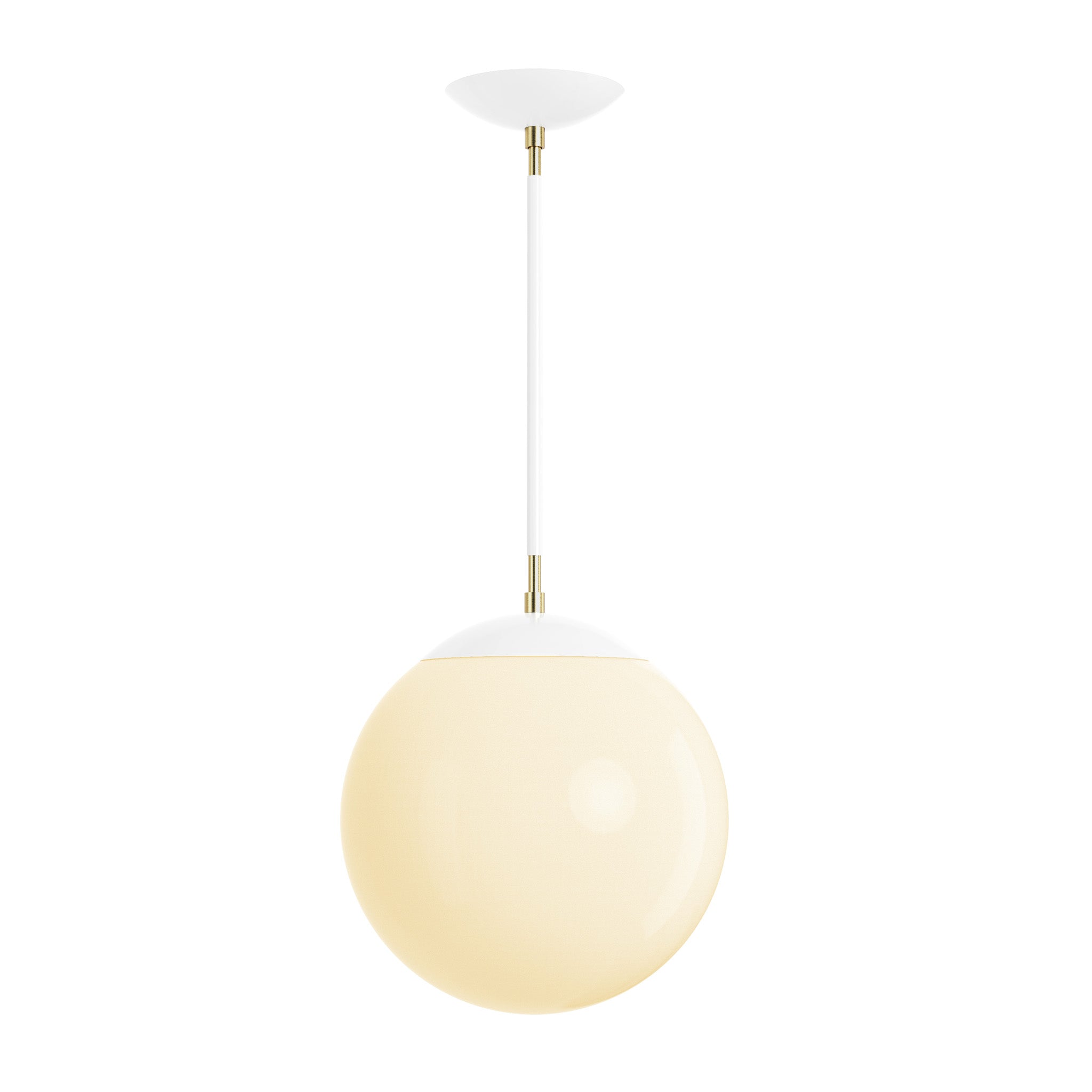 Brass and white cap globe pendant 12" dutton brown lighting