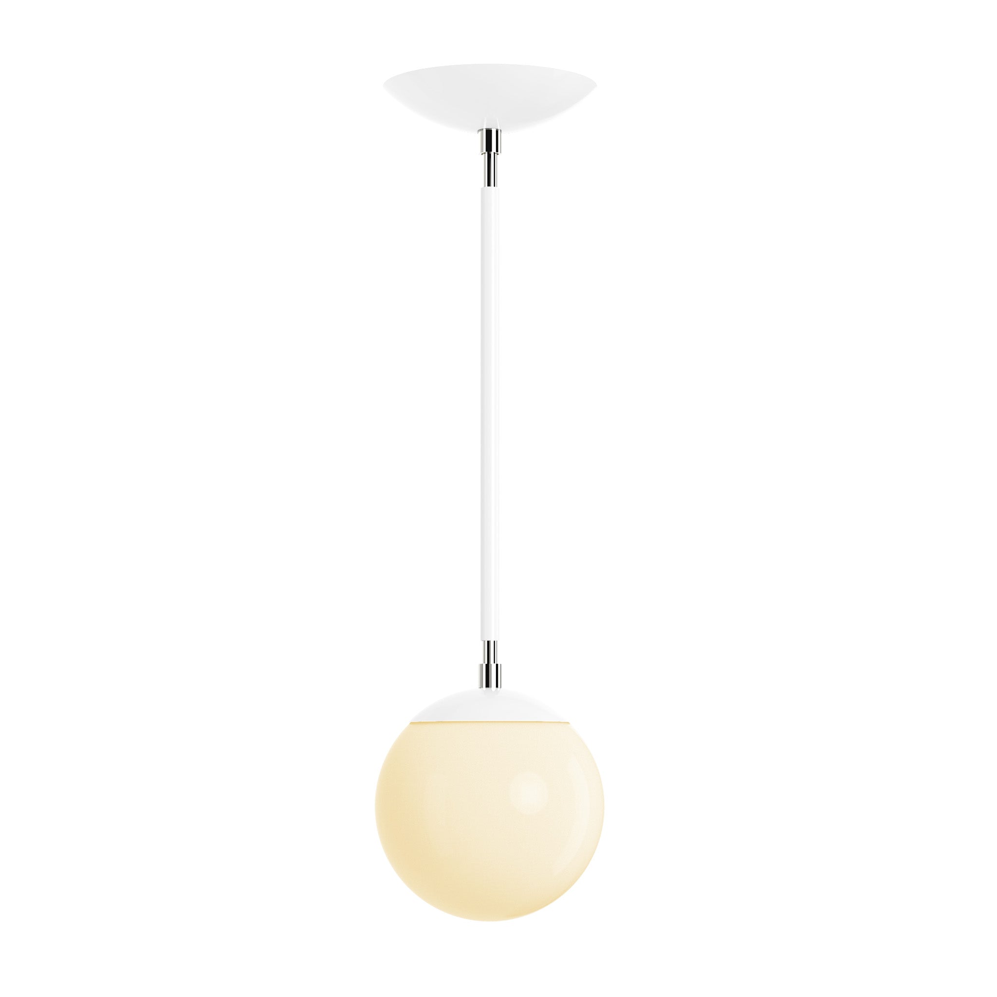 Polished Nickel and white cap globe pendant 6" Dutton Brown lighting