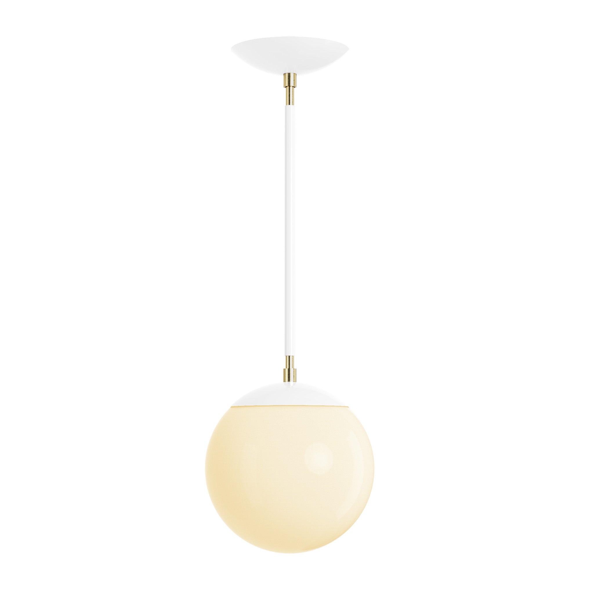 Brass and white cap globe pendant 8" dutton brown lighting