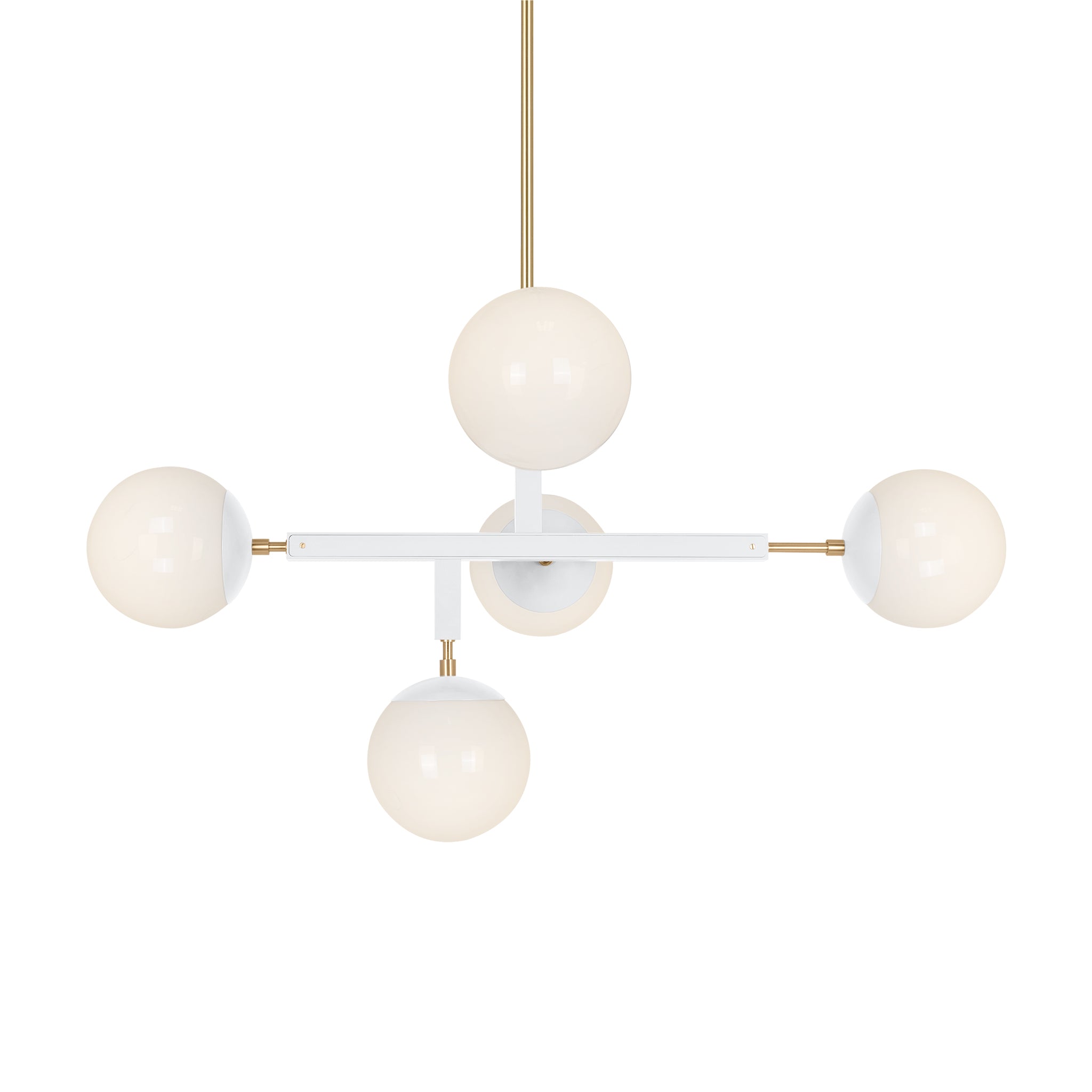 Brass and white color Prisma chandelier 35" Dutton Brown lighting