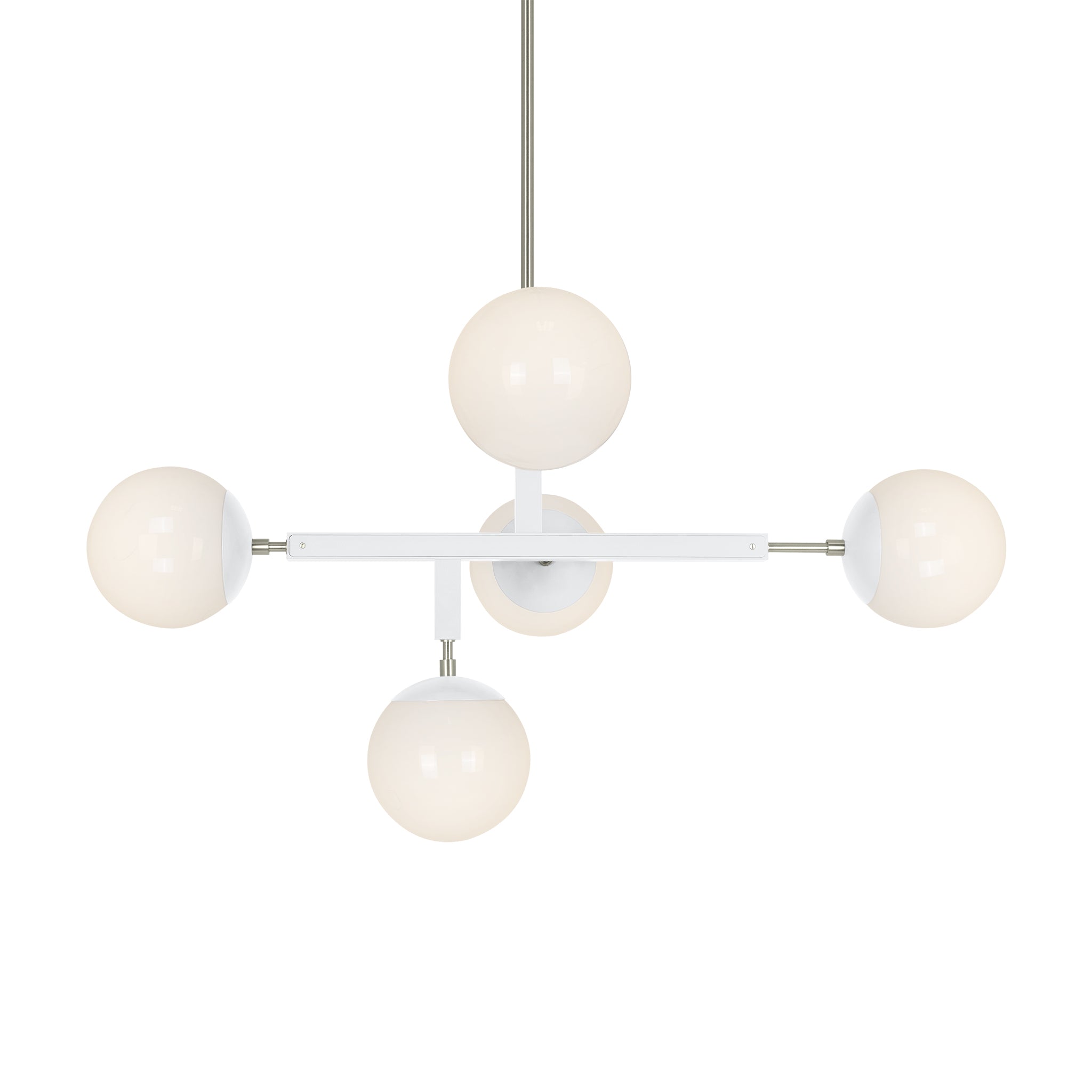 Nickel and white color Prisma chandelier 35" Dutton Brown lighting