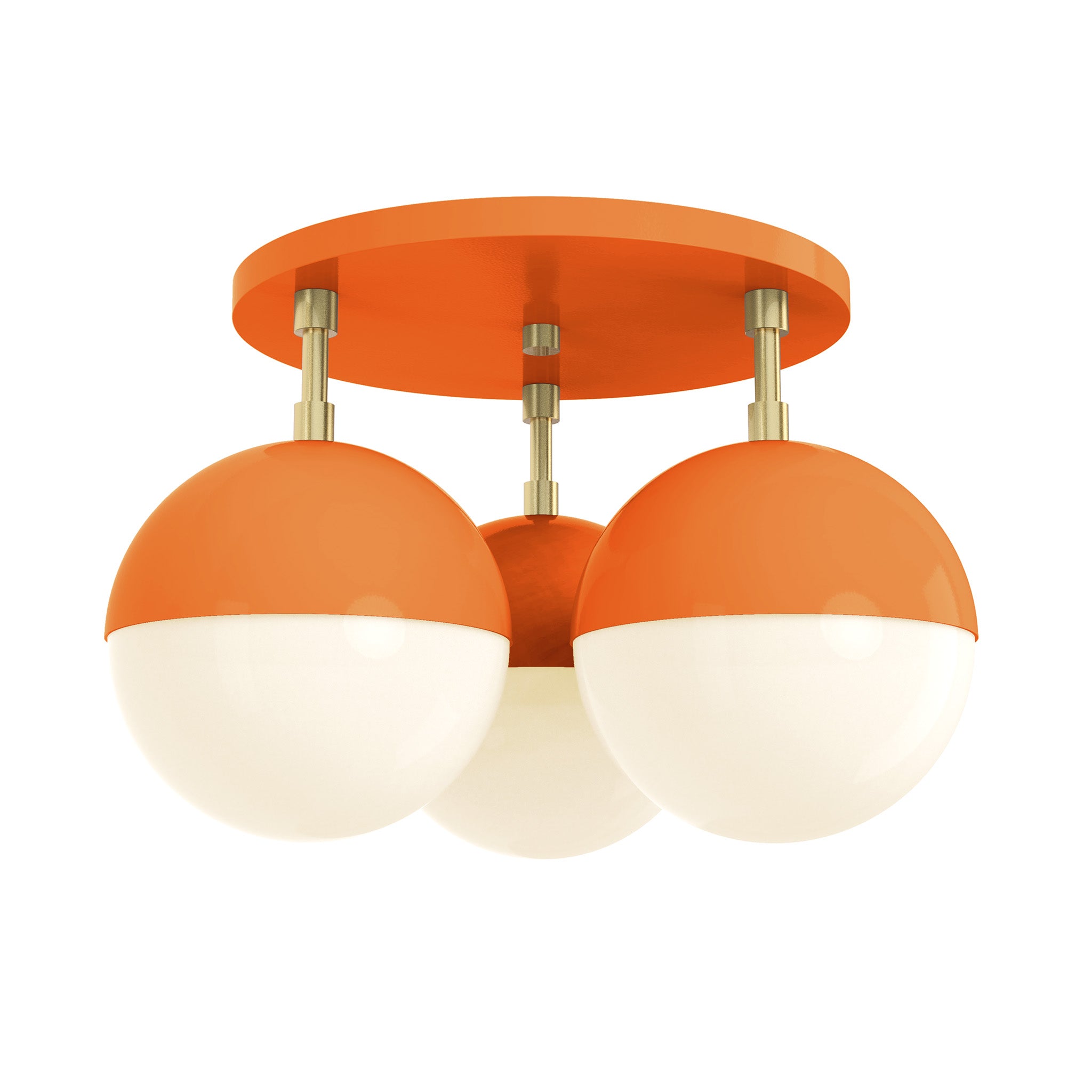 brass orange color ballsy flush mount dutton brown lighting