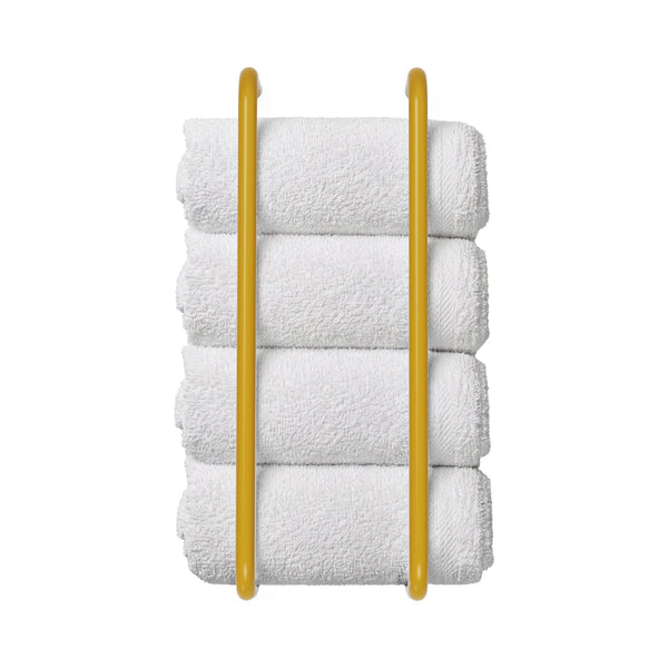 Ochre color Beyond towel rack  Dutton Brown hardware